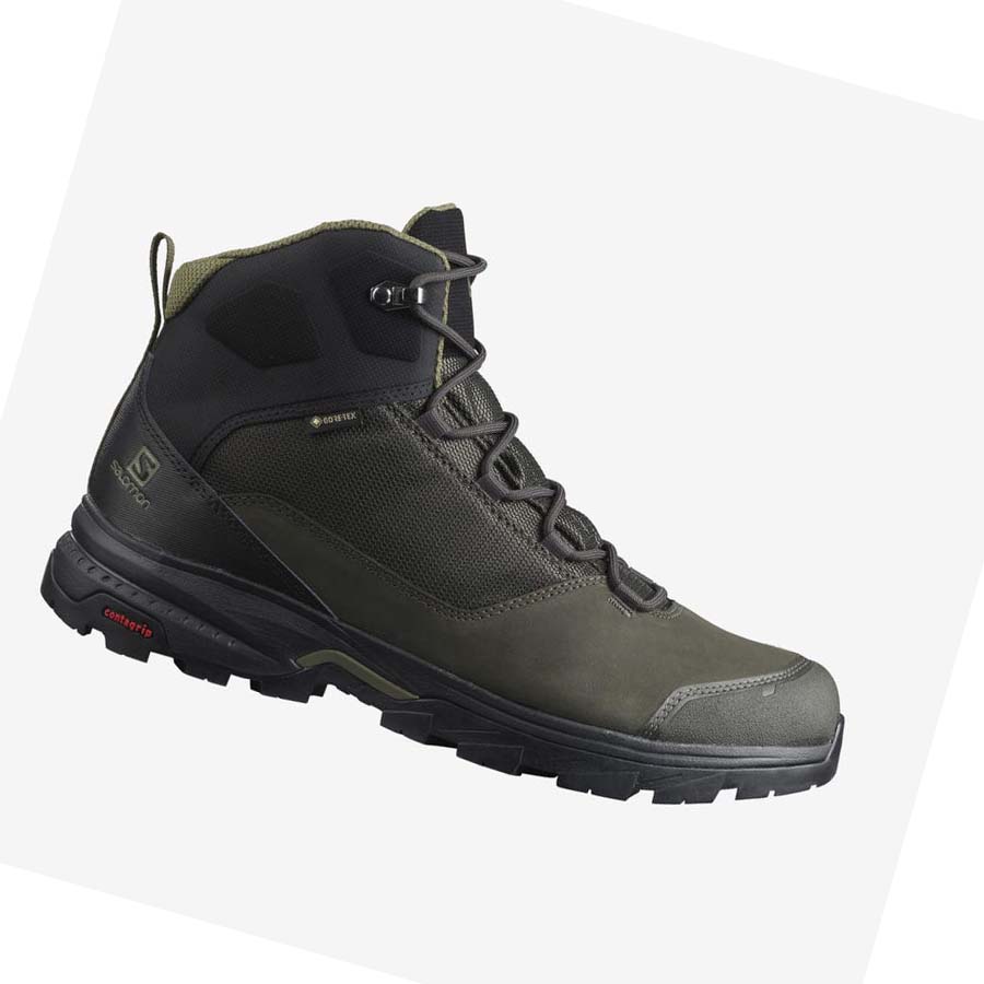 Tenis Senderismo Salomon OUTWARD GORE-TEX Hombre Negros Verde Oliva | MX 3606HAP